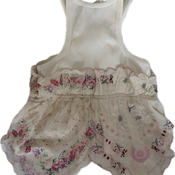 Anthropologie Pieced Scarf Hanky Tank Top Size XS Pinks, Neutrals,Embroidery - Picture 8 of 9